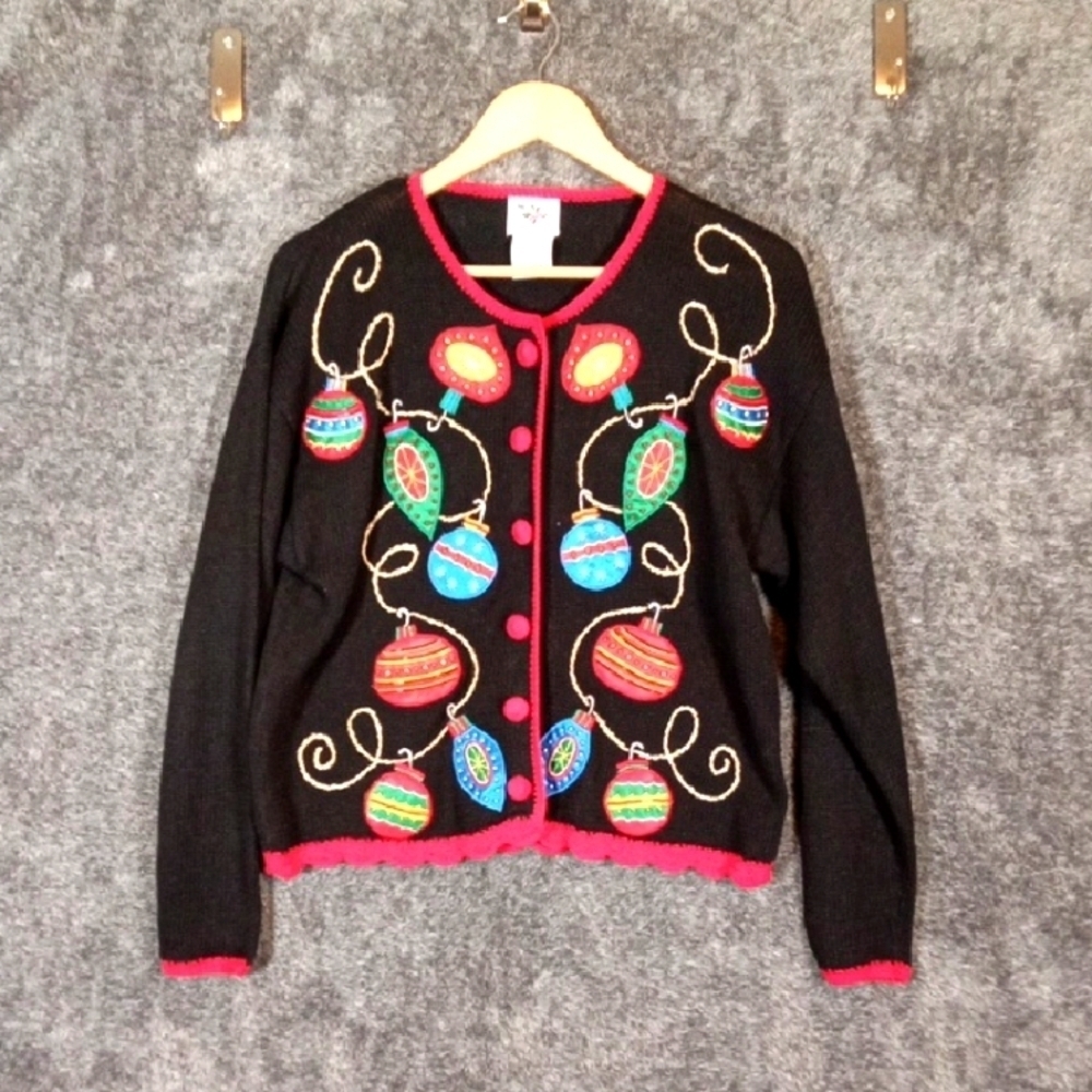 Nutcracker Vintage Holiday Ornament Knit Holiday Womens Sweater Button Small